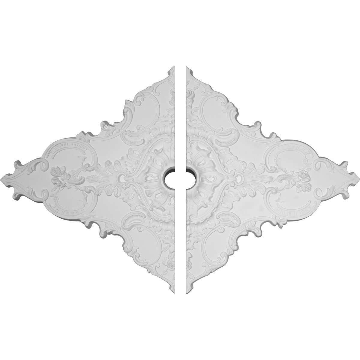 Ekena Millwork CM70X43ML2 Melchor Diamond Ceiling Medallion, 67 1/4"W x 43 3/8"H x 4"ID x 2"P, Factory Primed