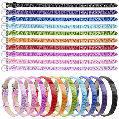AUEAR, 20 Pack 8mm Wristbands Bracelets for Slide Letters Mix Colors Jewelry Making DIY Craft...