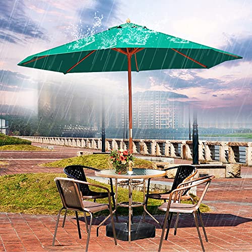 Sombrilla de jardín de madera plegable e impermeable para terrazas y cafeterías 7