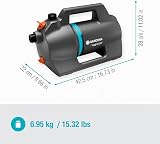 Gardena Pompe de jardin 4100 Silent Set :Pompe d'irrigation très silencieuse et innovante avec kit d'aspiration de 3,5 m et tuyau classique de 20 m, débit 4100 l/h, moteur 550 W, étanche(9051-20) - 3