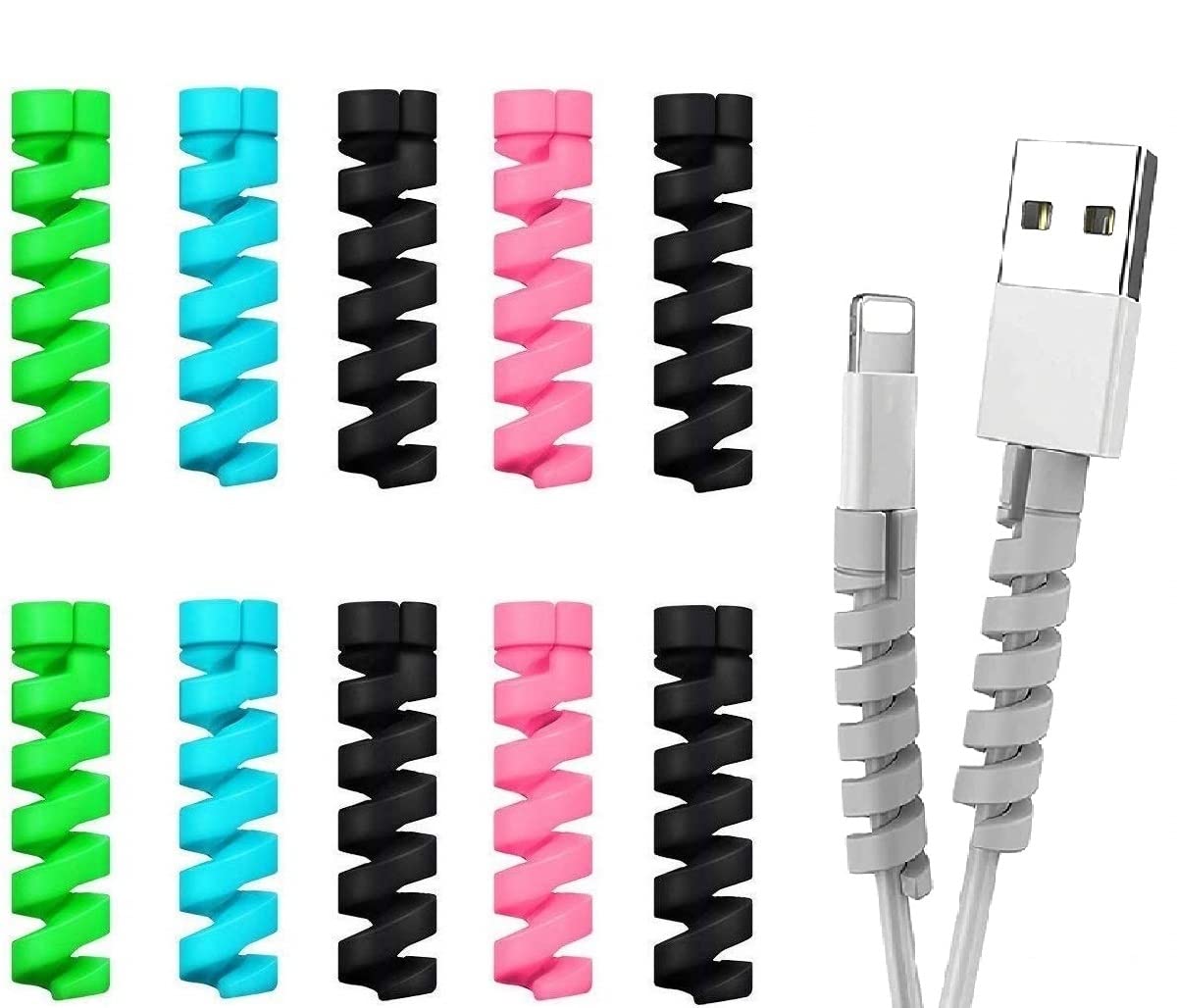 AdzMozi® Spiral Charger Cable Protector Data Cable Saver Charging Cord Protective Cable Cover (Pack of 10) (B0B565TR2S) Amazon Price History, Amazon Price Tracker
