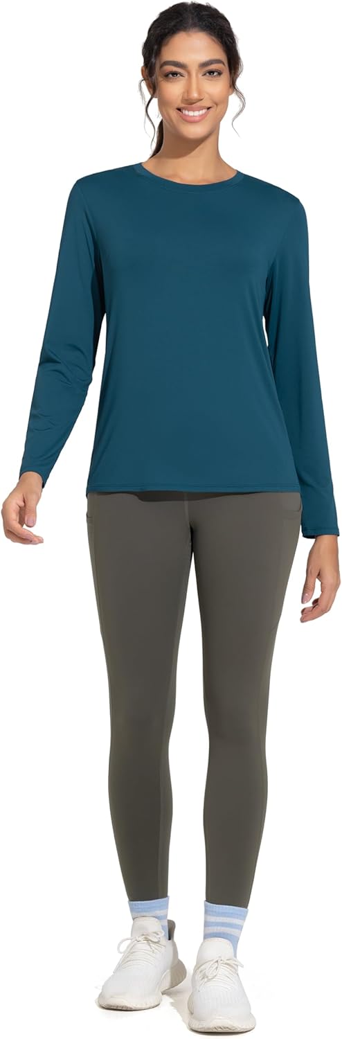 THE GYM PEOPLE Women's Ultra Soft Long Sleeve Workout Shirts Basic Crewneck Athletic Running Tops - Image 6