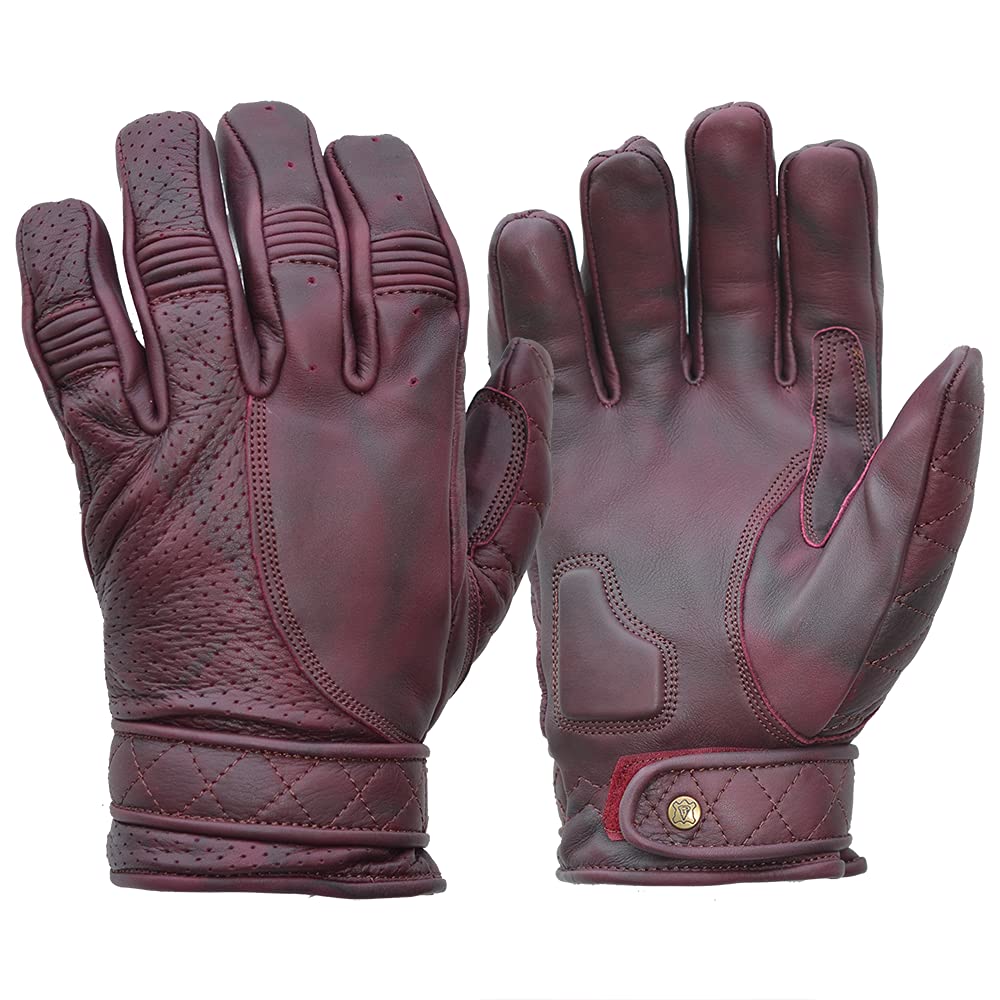 Goldtop Trapuntato Cafe Racer-Guanti Da Moto, In Pelle