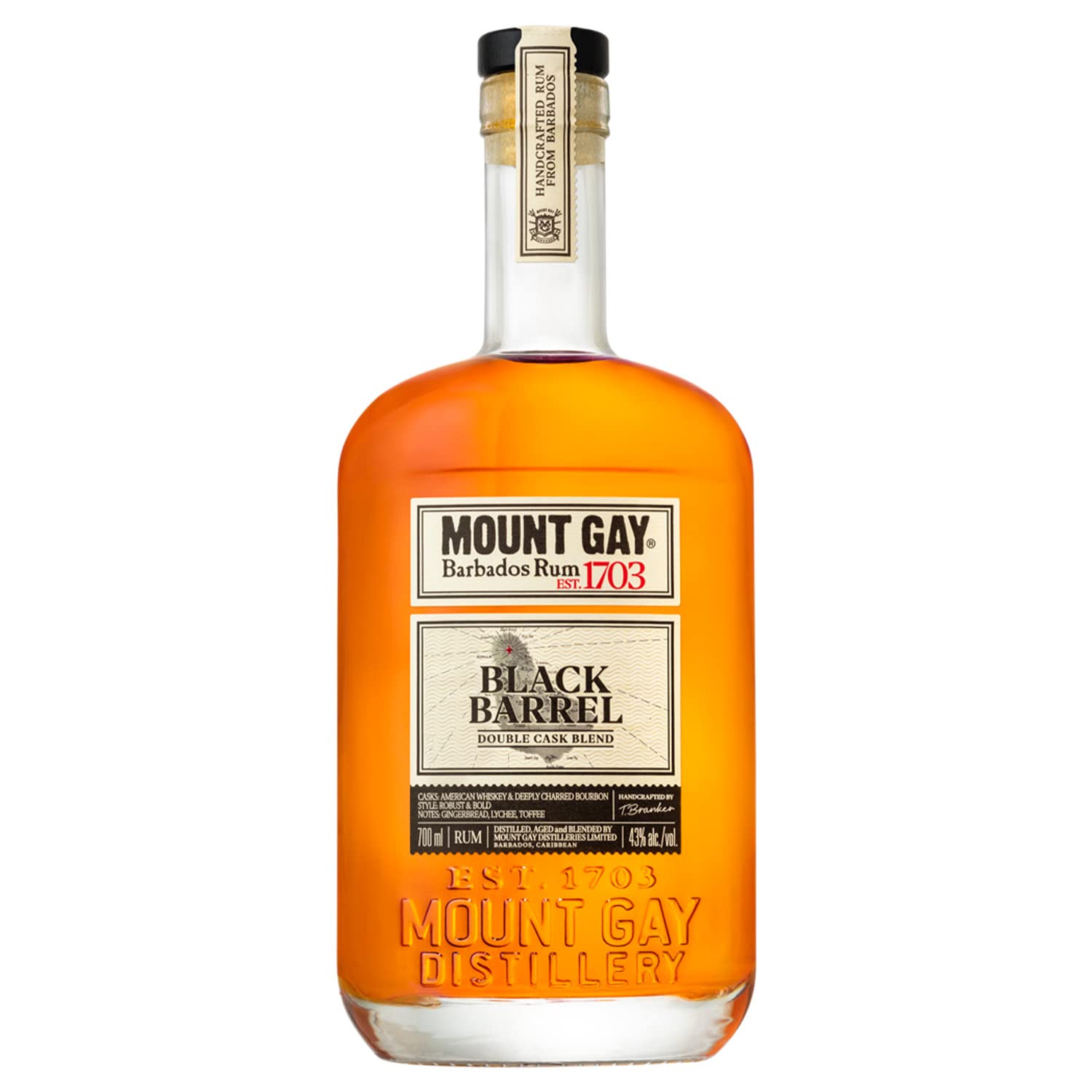MOUNT GAY - Ron Gay Black Barrel 1703 Barbados, 43% Volumen de Alcoho, 70 cl