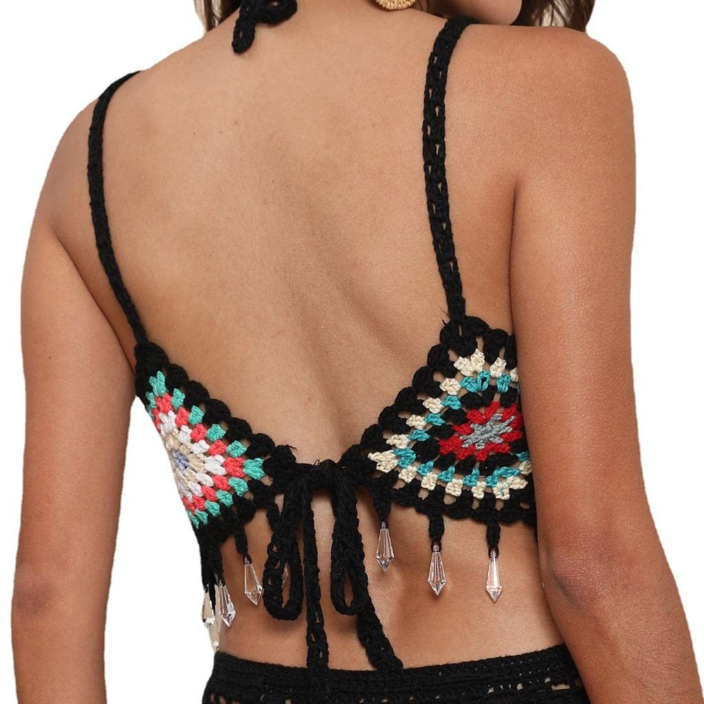 Girls Women Beachwear Summer Swimsuit Cover Knitting Crochet Halter Top-image-27