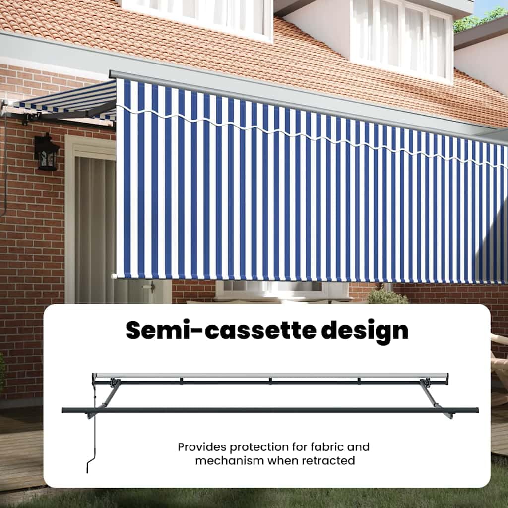 vidaXL Toldo retráctil Azul y 350 x 200 cm Poliéster y Aluminio