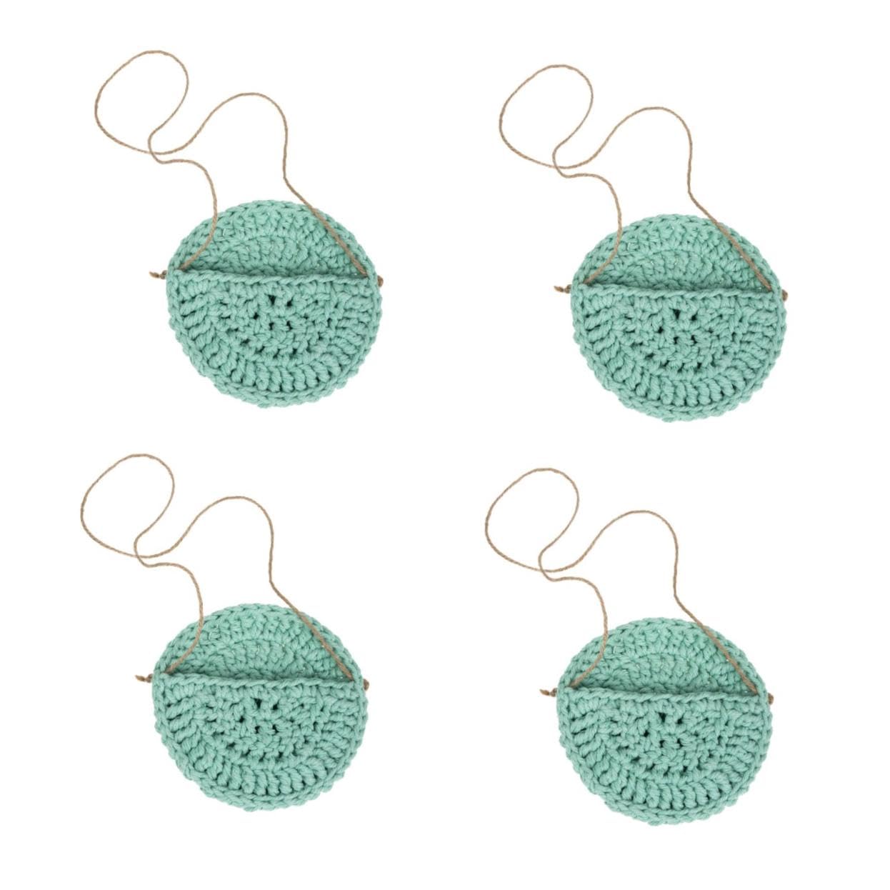 TOYANDONA Lot De 4 Paniers De Fleurs Décoratifs À Suspendre pour Plantes De Jardin Jardinières Esthétiques en Macramé Suspension pour Plantes Murales Intérieures en Coton Vert Clair