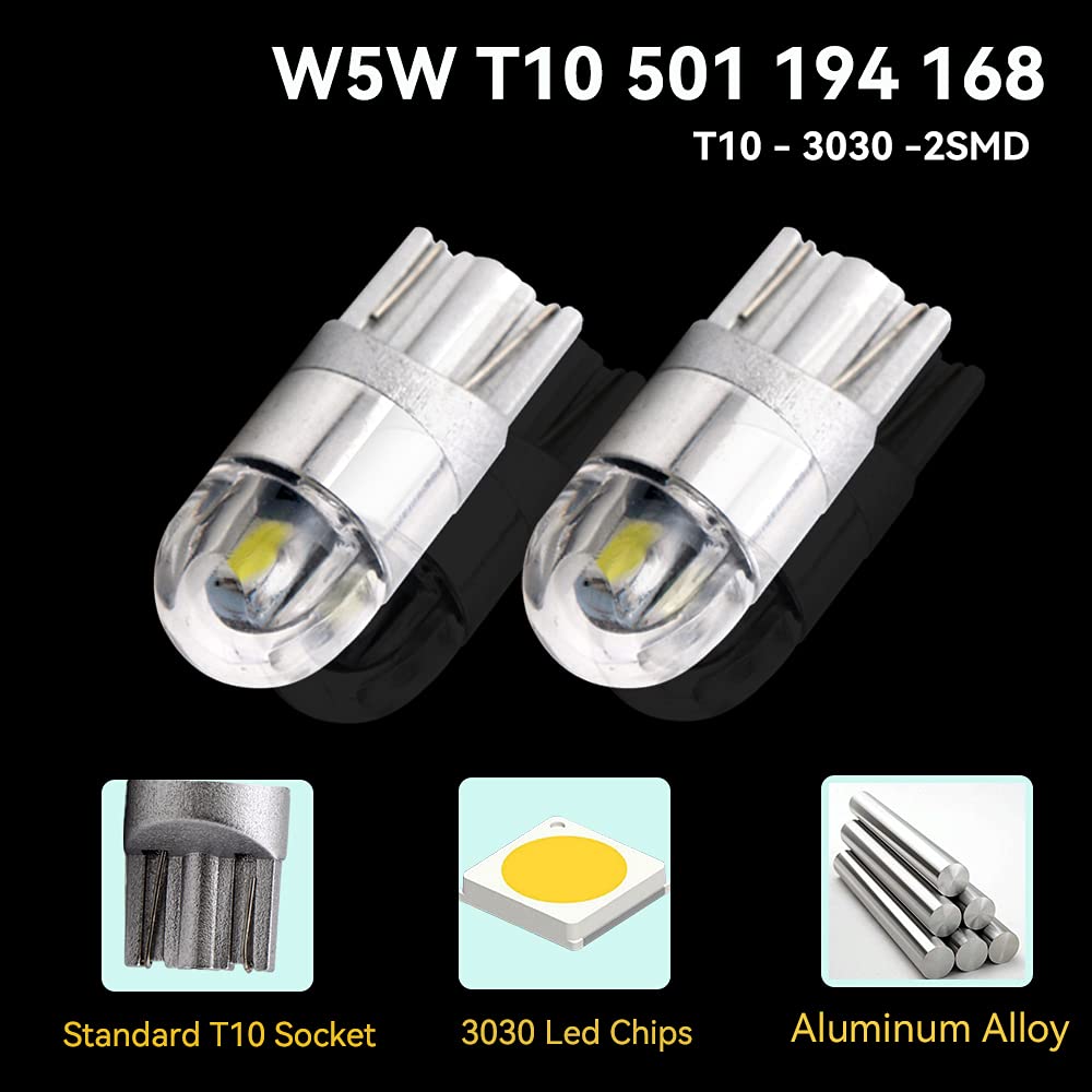 Keiurot T10 501 żarówek LED W5W 194 168 2825 Wedge Led żarówki samochodowe wewnętrzna kopuła, mapa drzwi, światło boczne LED, żarówki tablicy rejestracyjnej, lodowy niebieski, DC12V, 10 sztuk