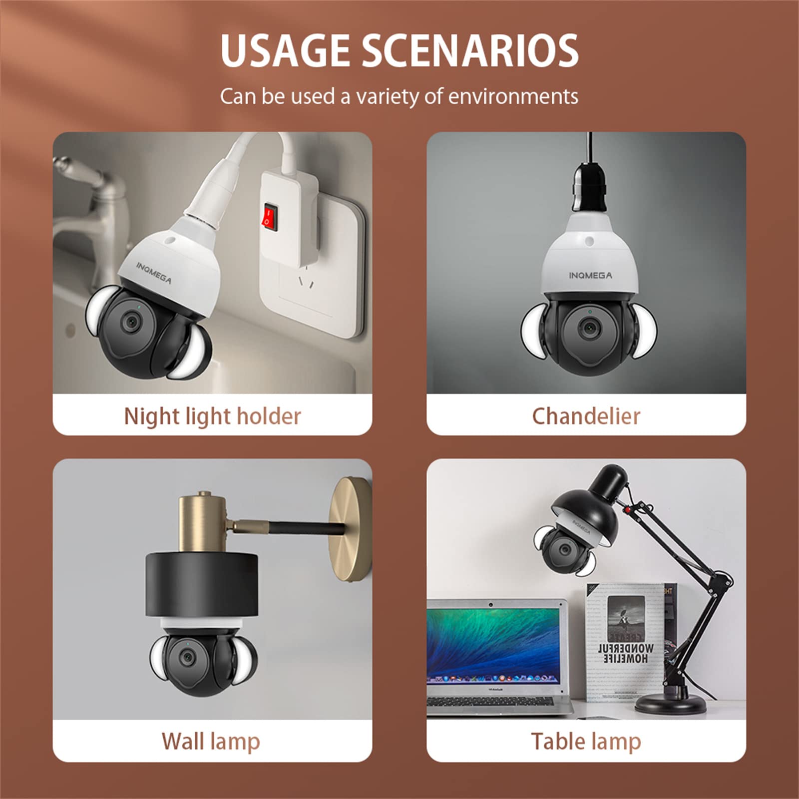 Ampoule De Caméra De Sécurité Tuya, Caméra Wifi 5MP HD PTZ Avec Vision Nocturne Pleine Lumière Suivi Automatique De Conversation Bidirectionnelle Pour Vidéosurveillance Intérieure
