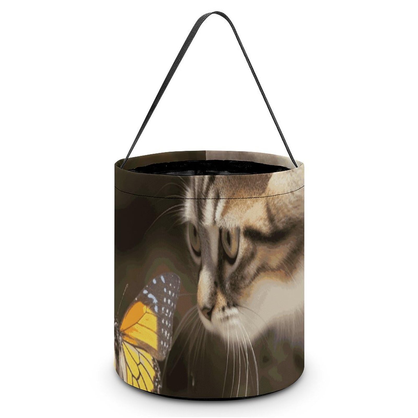 JTREHY Cat And Butterfly Candy Basket Hand-held Portable Candy Basket Collapsible Reusable Candys Bags Trick Or Treat Bags Party Festival Gift Bucket