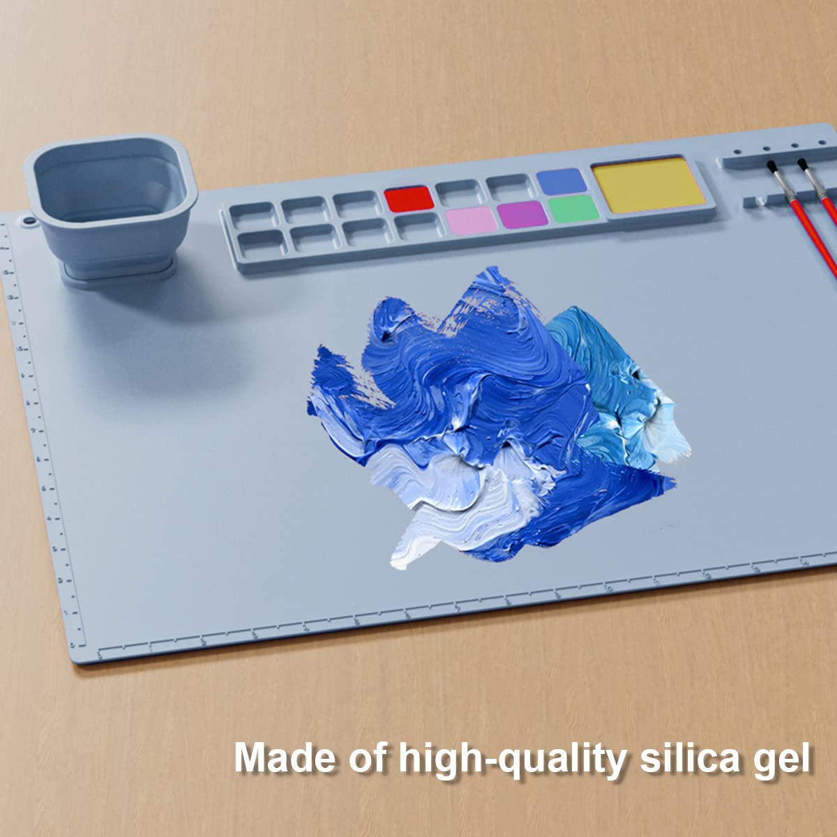 Tapis Peinture Silicone 41×51cm Avec 20 Pinceaux De Peinture