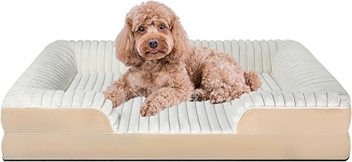 Miniatura 15 de Cama ortopédica para perros de tamaño grande y mediano, lavable de espuma viscoelástica, forro polar de pana suave de alta calidad, sofá mediano