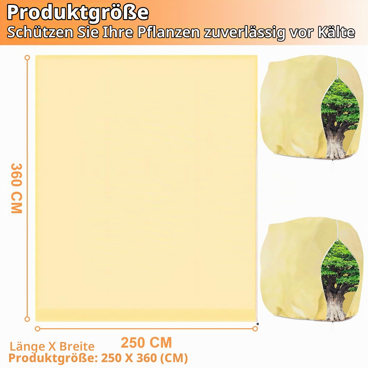 2PCS Winterschutz für Pflanzen, 250x360cm Pflanzenschutz Winter, überwinterungszelt für Pflanzen, Winterschutz für Kübelpflanzen, Frostschutz Pflanzen, Wintervlies für Pflanzen Frostschutz Palmen-XXL