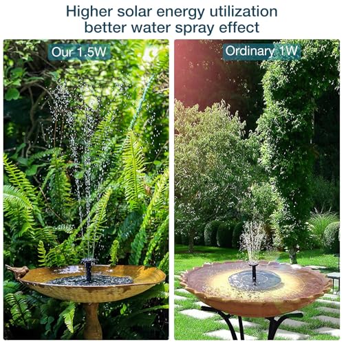 AISITIN Solarbrunnen für Außen, Solarbrunnen für Draussen mit 6 Fontänenstile, Solar Brunnen Garten mit 4 Stützstangen, Solar Schwimmender Fontäne Pumpe für Gartenteich, Vogeltränke, Wasserspiel