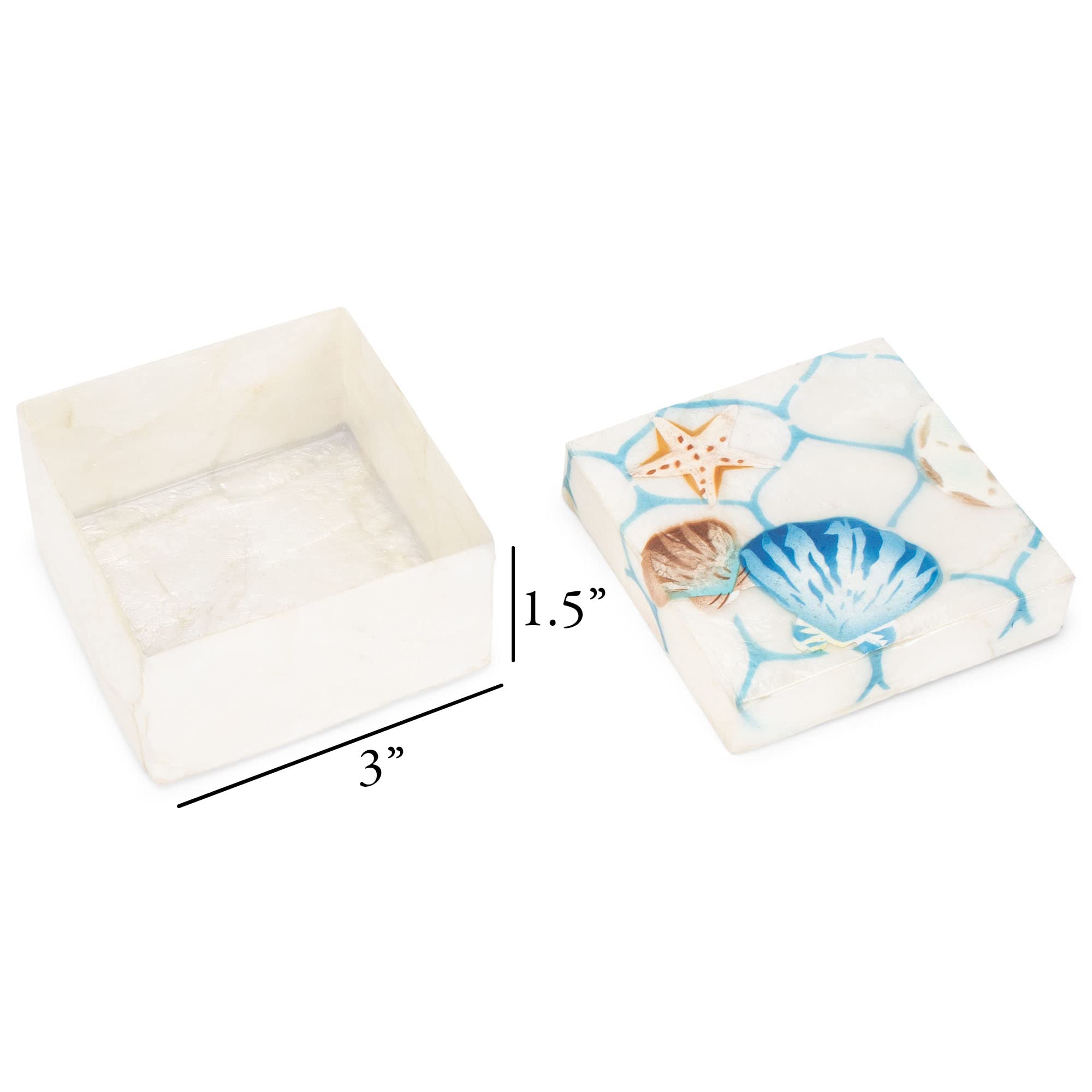 Cottage Garden Hand Painted Iridescent Capiz Shell Square 3 X 3 Inch Keepsake Decorative Memory Trinket Jewelr