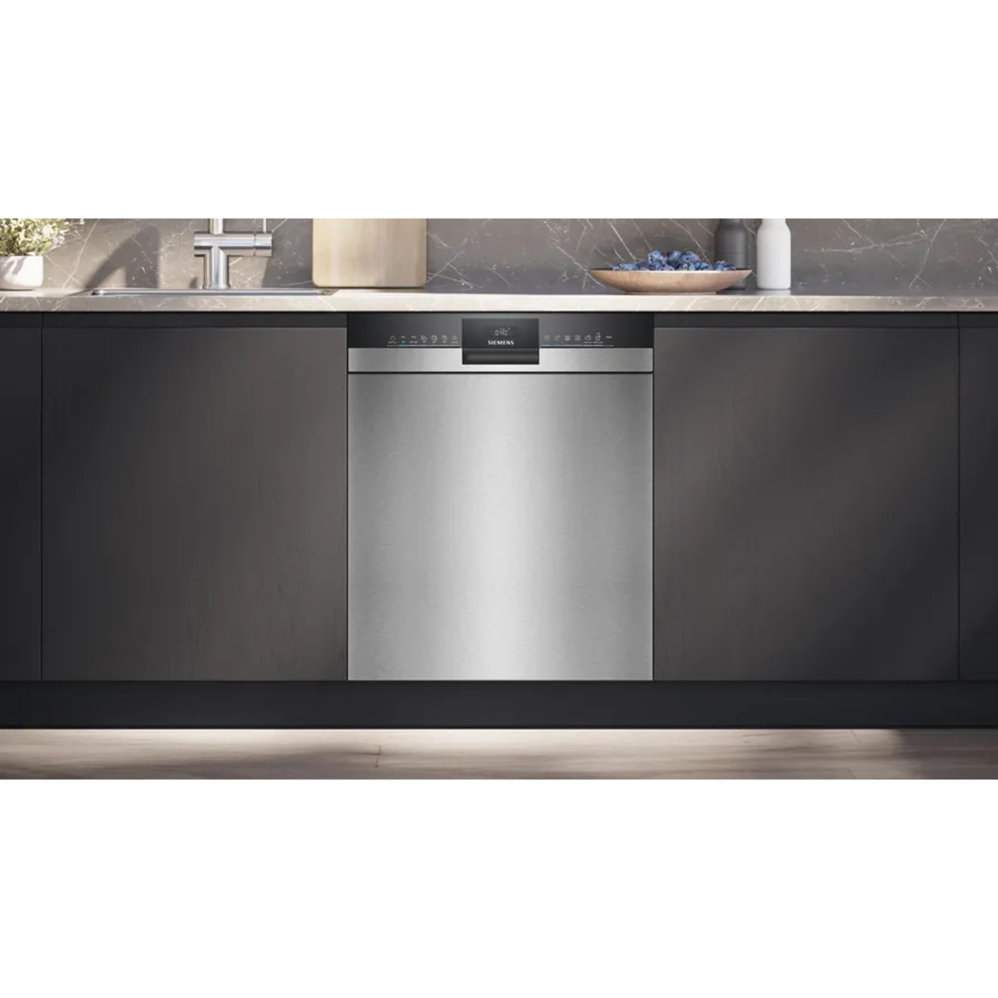 Siemens SN43ES22CE iQ300, lavastoviglie Smarter sottopiano 60 cm, Made in Germany, cassetto portaposate, varioSpeed Plus, cestelli flessibili, autoOpen dry – asciugatura efficiente, pulsante