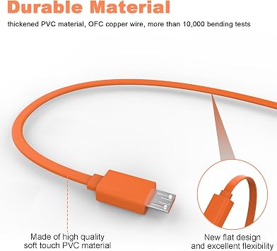 Micro USB Charger Charging Cable Power Cord Replacement Compatible with JBL Flip 2 JBL Flip 3 JBL Flip 4 Charge 3 Ultimate Ears UE Boom 2 Boom 3 UE Roll Wireless Speaker Android Phones