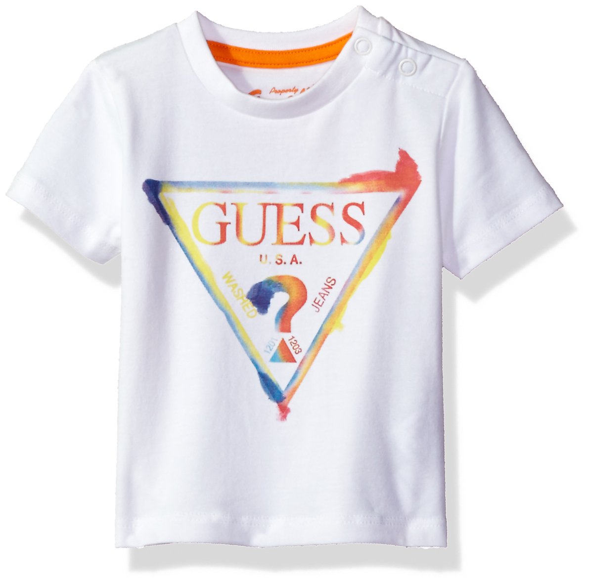 GUESS Baby Boys' Short Sleeve Logo T Shirt, True White, 6/9M