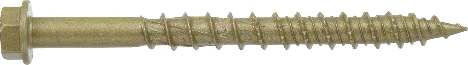 Power Pro Premium One Multi-Material Hex Washer Head Screws, Epoxy Coated Steel, Fasten in Wood, Metal, Concrete, Drywall and Plastic, Bronze, ¼ x 2-¾ inches, Box of 37 Screws