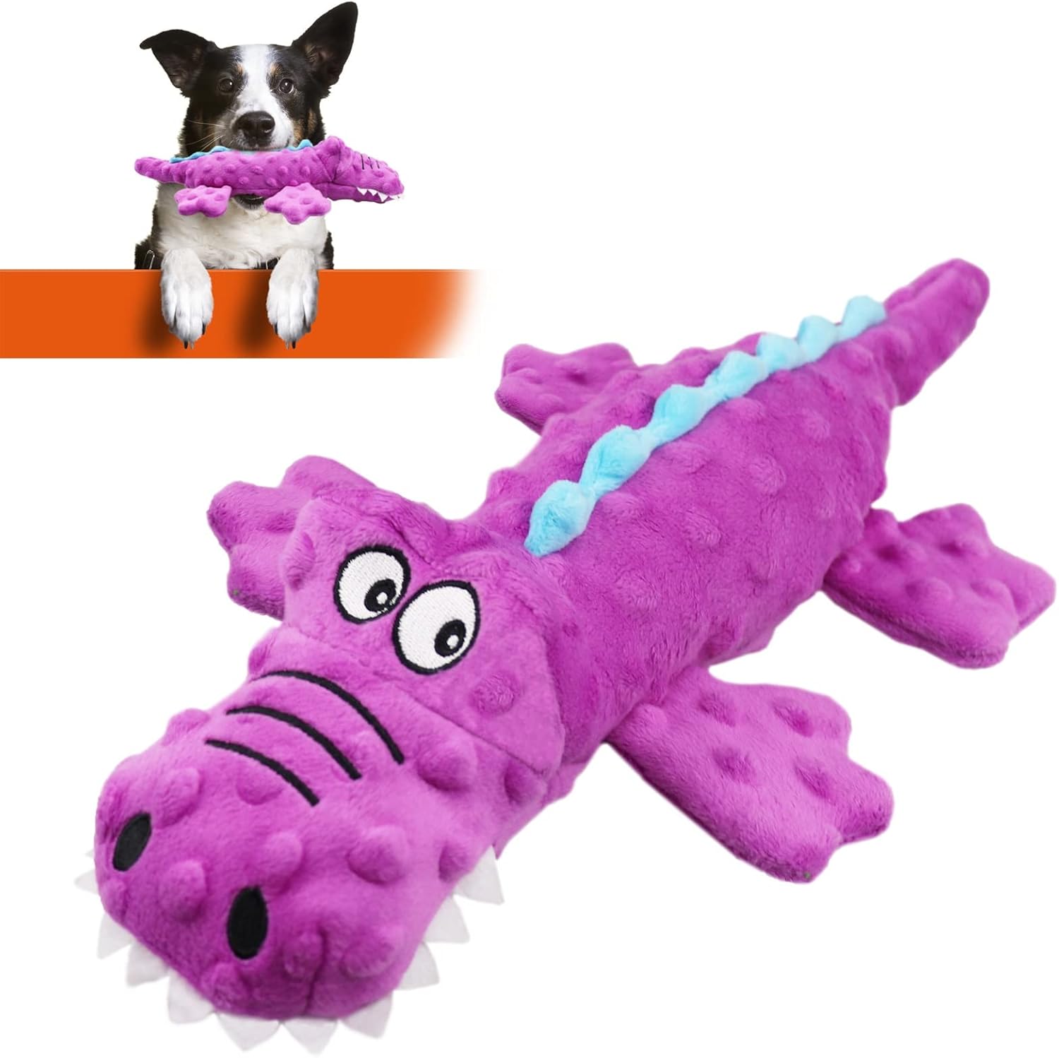 Alviller Plush Squeaky Dog Toy, Interactive Play Toy Stuffing Crocodile