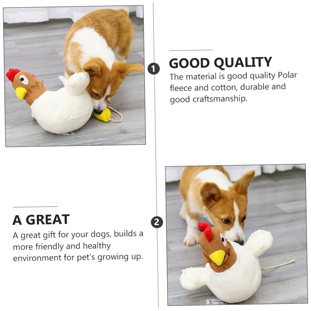 Kisangel 2pièces Jouet Peluche pour Chien Jouet De Décompression Intelligente avec Écoulement De Nourriture pour Animaux De Compagnie Design Drôle Et Attrayant