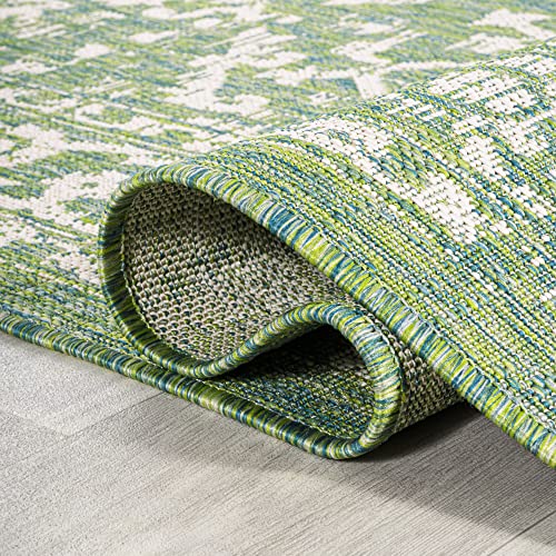 Image of JONATHAN Y Boho Medallion Indoor Outdoor Area Rug 8X10 Cream /Green, Malta Textured Weave for Backyard, Patio, Porch, Easy-Cleaning, High Traffic, Pet-Friendly, Non-Shedding (SMB104F-8)