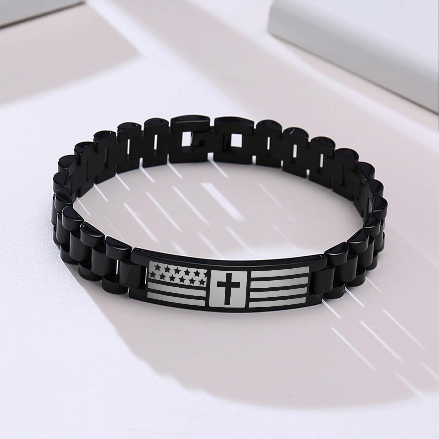 VNOX Personalized Religious Jewelry-Engraved Inspirational Christian Faith Bible Verse Quote Wristbands Elegant Link Bracelet Encouragement Gift,Cassic Watch Band Strap Design - Image 4