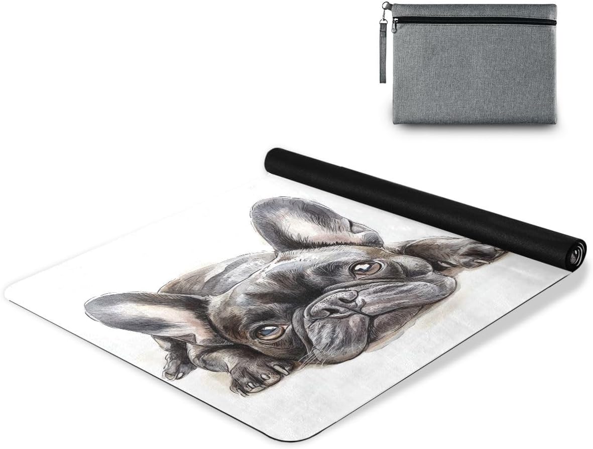 ALAZA French Bulldog Lie Prone Comfortably Yoga Mat Non Slip Fitness Exercise Mat, Workout Mat for Yoga, Pilates and Floor Exercises