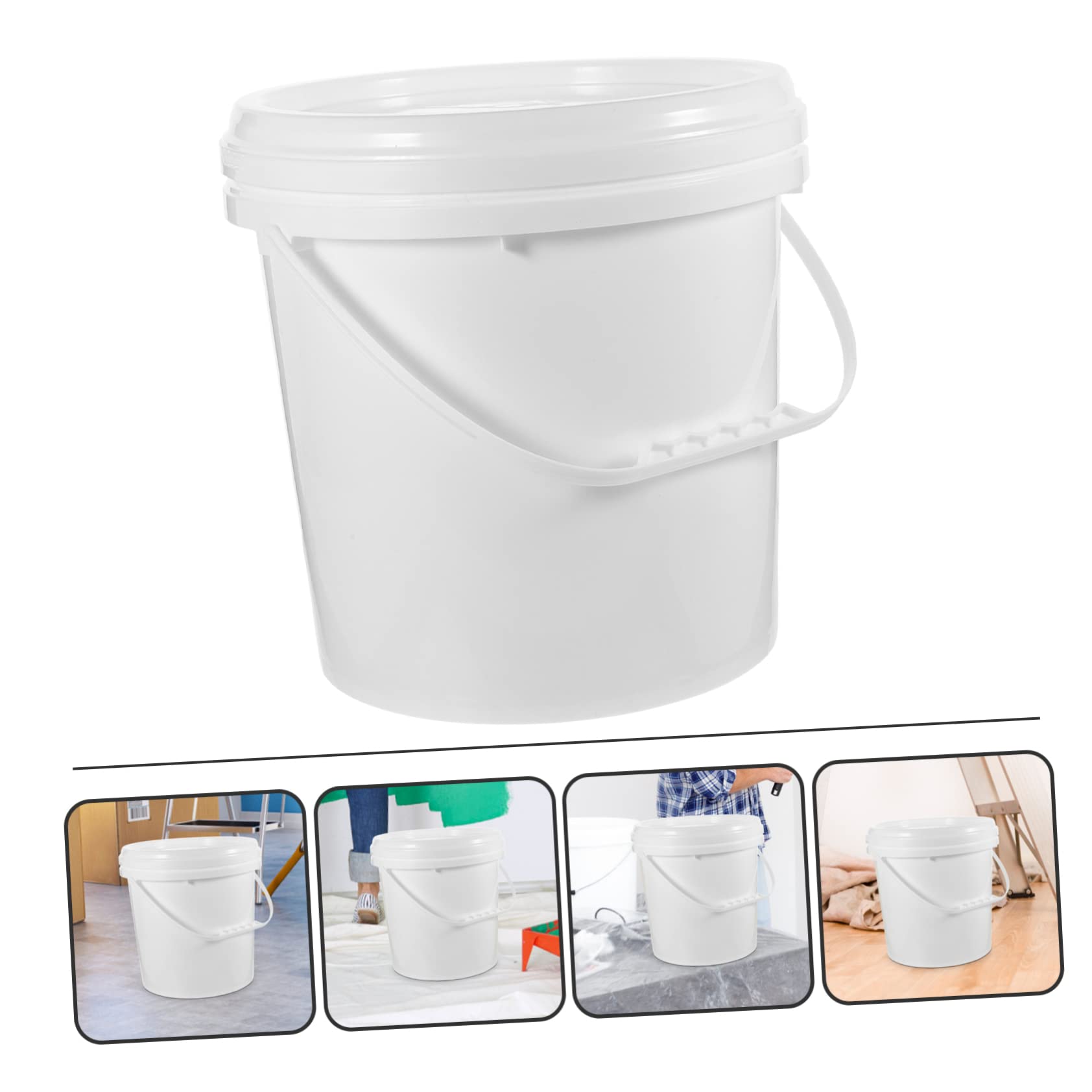 Cubo para Pintura Blanco Hdpe de 10 L con Tapa, Alta Resistencia | Redondo, para Embalaje de Pintura y Uso Diario, Resistente a Caídas, Apto para Aceite y Agua