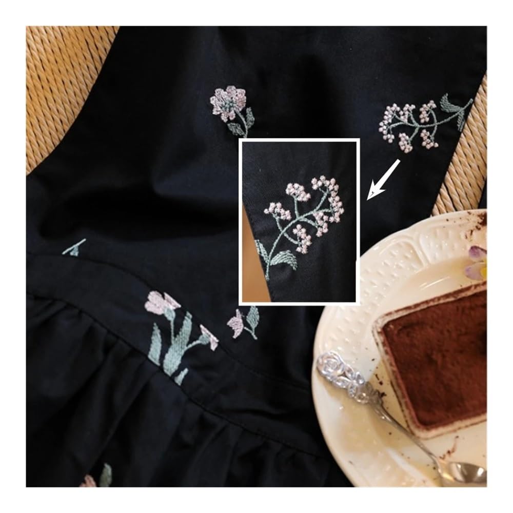Grembiule in cotone idrorepellente con ricamo per le donne cucina giardino croce indietro lungo pieghettato grembiule cucina lavoro