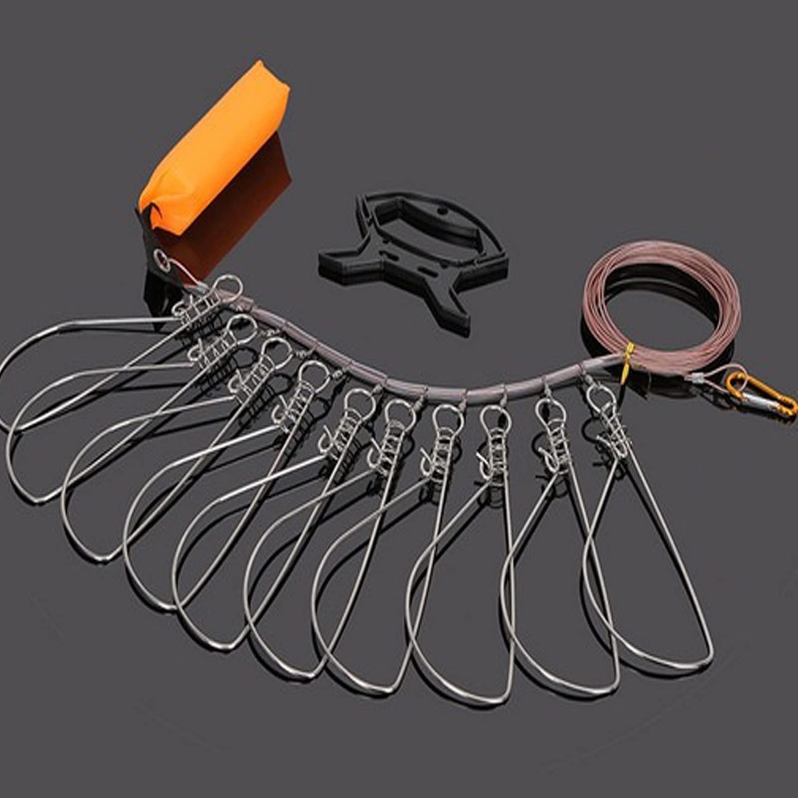 Acero Inoxidable Stringer de Peces Vivos, con Acero Inoxidable Broches, Flotador de Naranja, Bolsa de Almacenamiento, Articulos de Pesca, Peces Artificiales Pesca, Carpfishing Kit Pesca