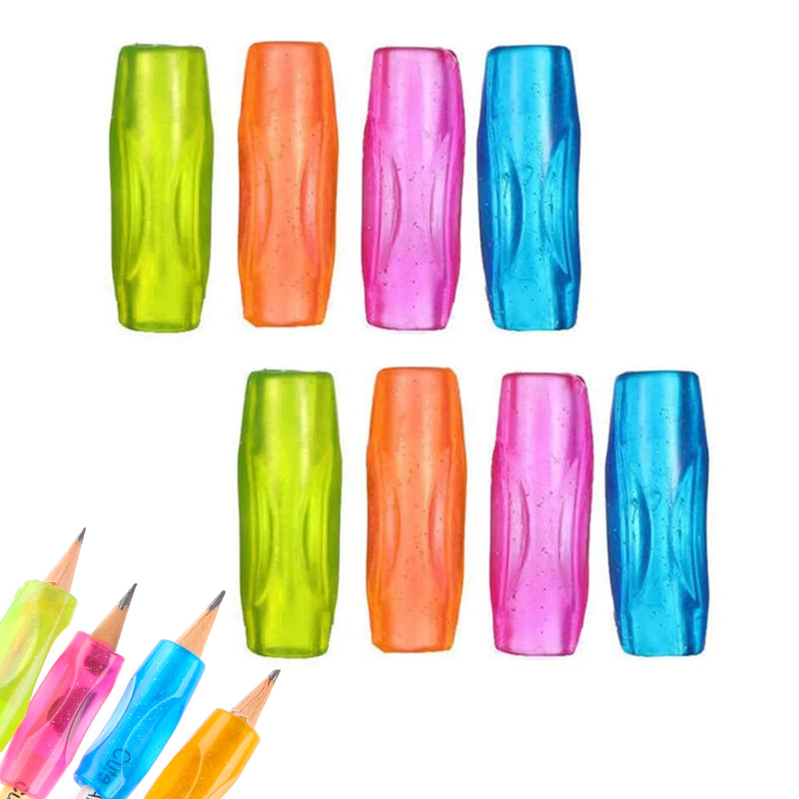 Agarre Lapiz Niños,Adaptador Lapiz Para Niños,Agarre de Lápiz,Adaptador Lapiz para Niños,Soporte de Lápiz de Niños Herramienta de Corrección de Postura de Escritura para Lápices,8 PCS