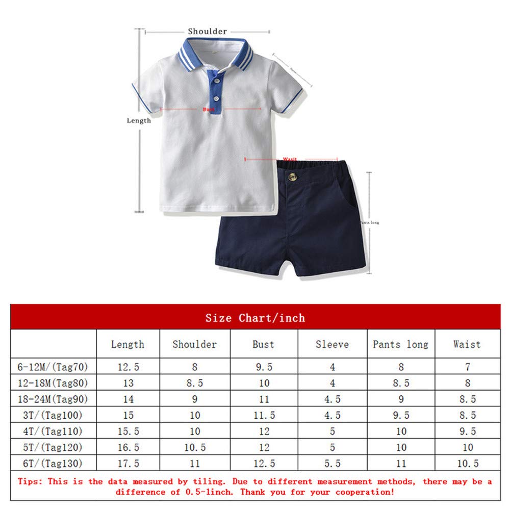 amropi Bebé Niños Conjunto de Pantalones Cortos Rayas Camisas y Pantalones Cortos Verano Conjuntos de Ropa para 0 a 6 años
