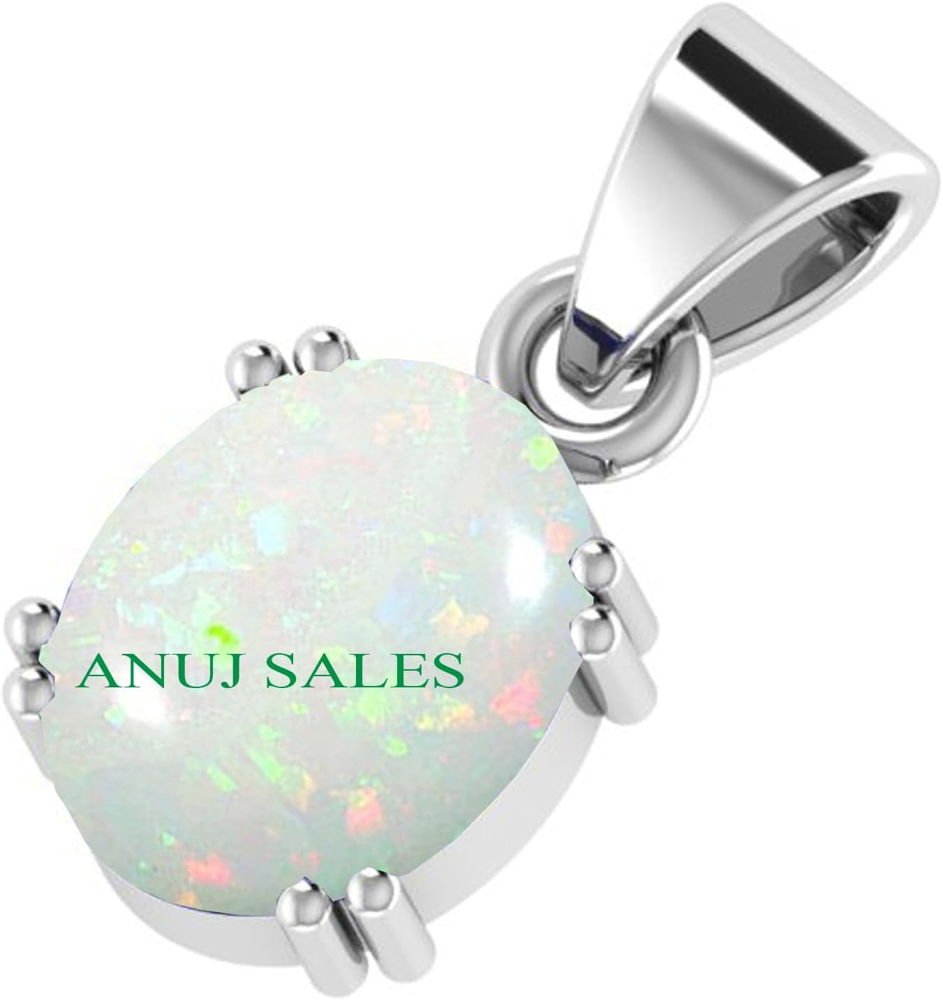 8.25 Ratti 7.00カラット オパール シルバーメッキ ペンダント 天然&amp;認定 ホワイトオパール 占星術 宝石 シ