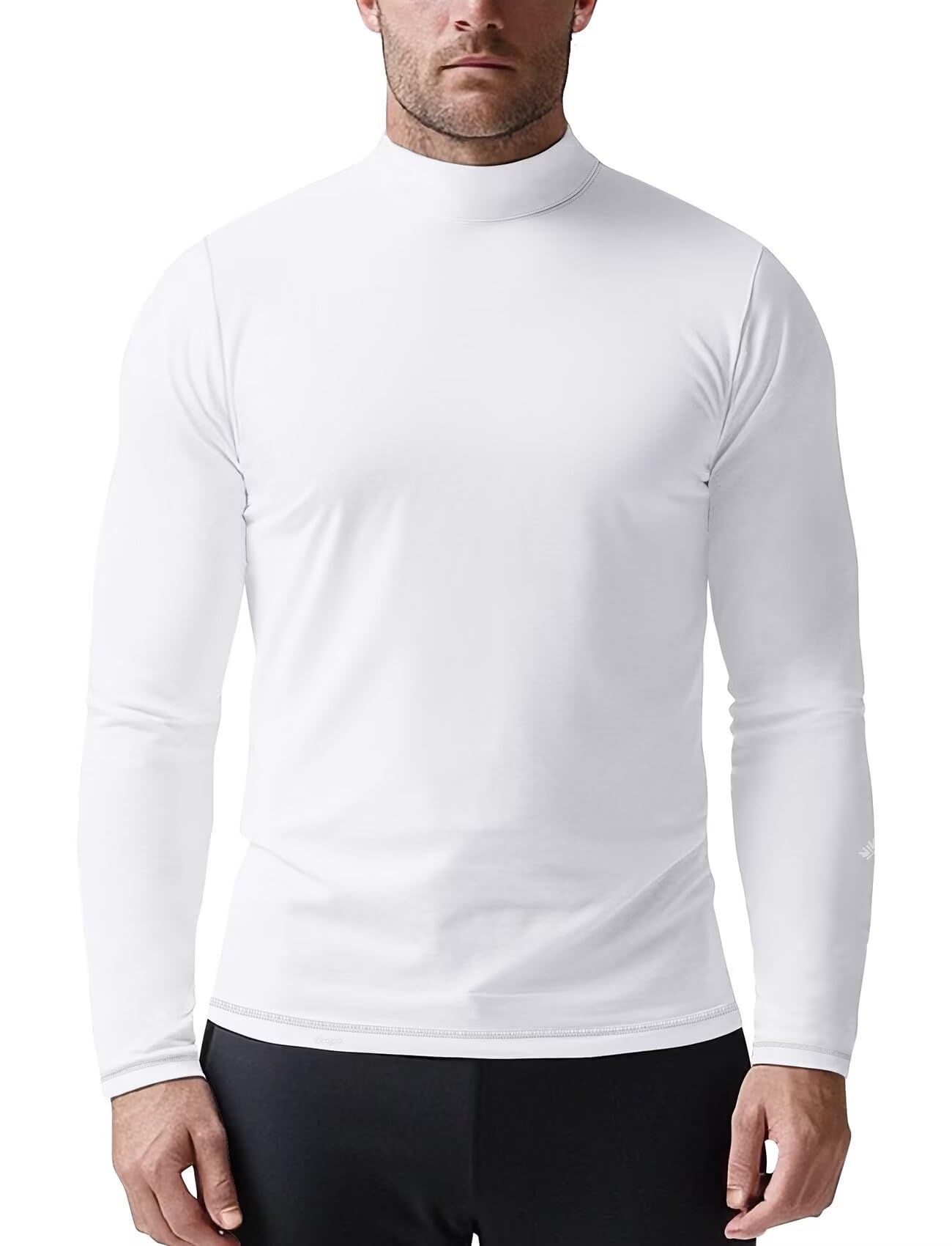 Zengjo Camisas de manga larga con cuello alto falso para hombre, capa base térmica, ligera, ajuste atlético, camiseta interior para deportes en clima frío