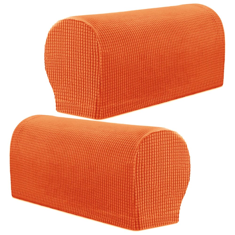 FANSU Stretch Armrest Covers, Armchair & Sofa Arm Covers Set of 2, Spandex Anti-Slip Washable Furniture Protector, Fit for Armchair, Sofa, Couch & Recliner Arm Rest (Orange)