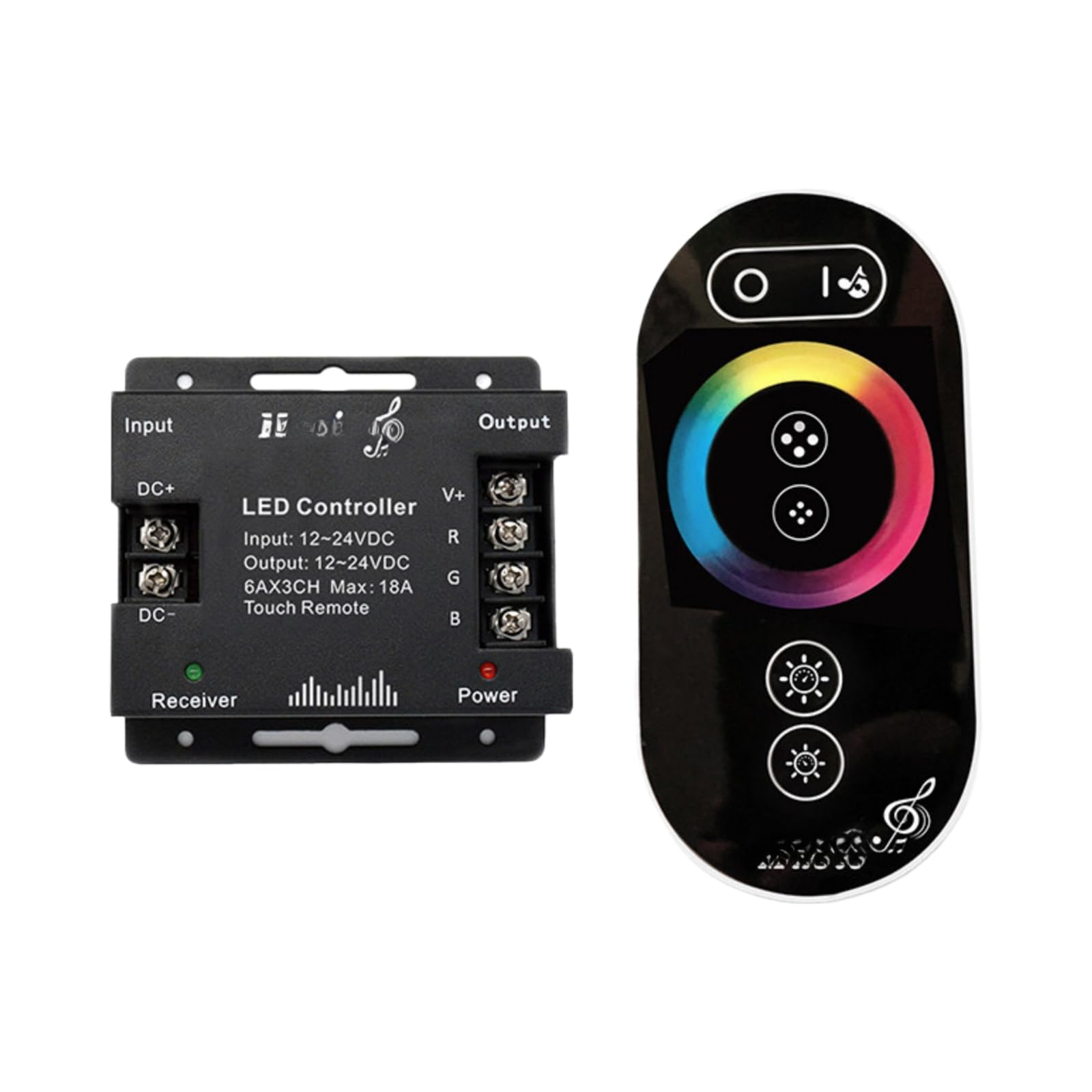 Contrôleur de musique tactile RGB avec télécommande et variateur 12V