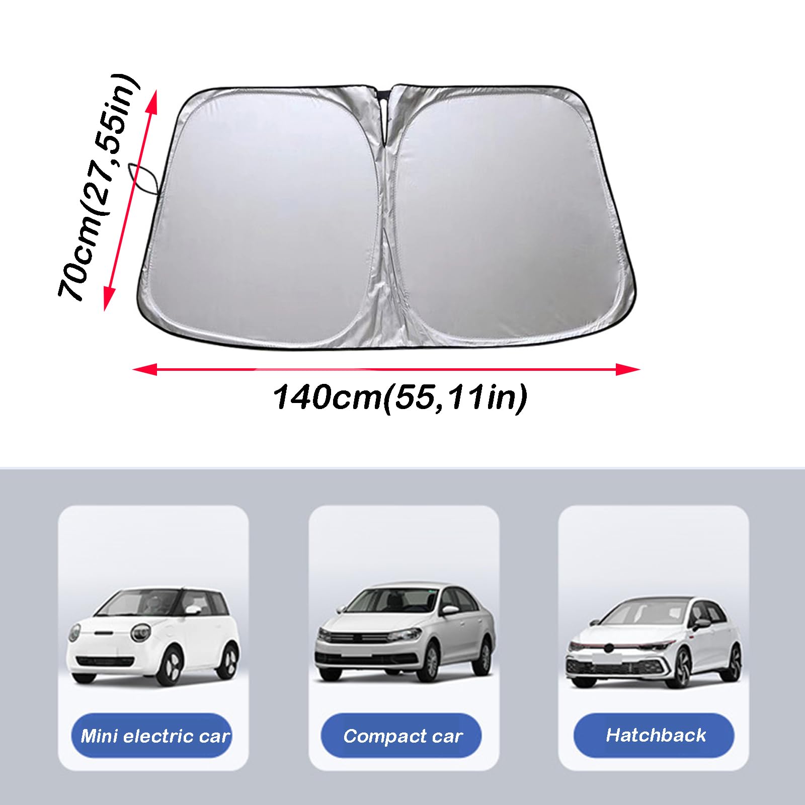 Uniwersalna osłona przeciwsłoneczna do samochodu 140x70cm - Odblaskowa i składana ochrona UV, izolacja termiczna do SUV/Sedan