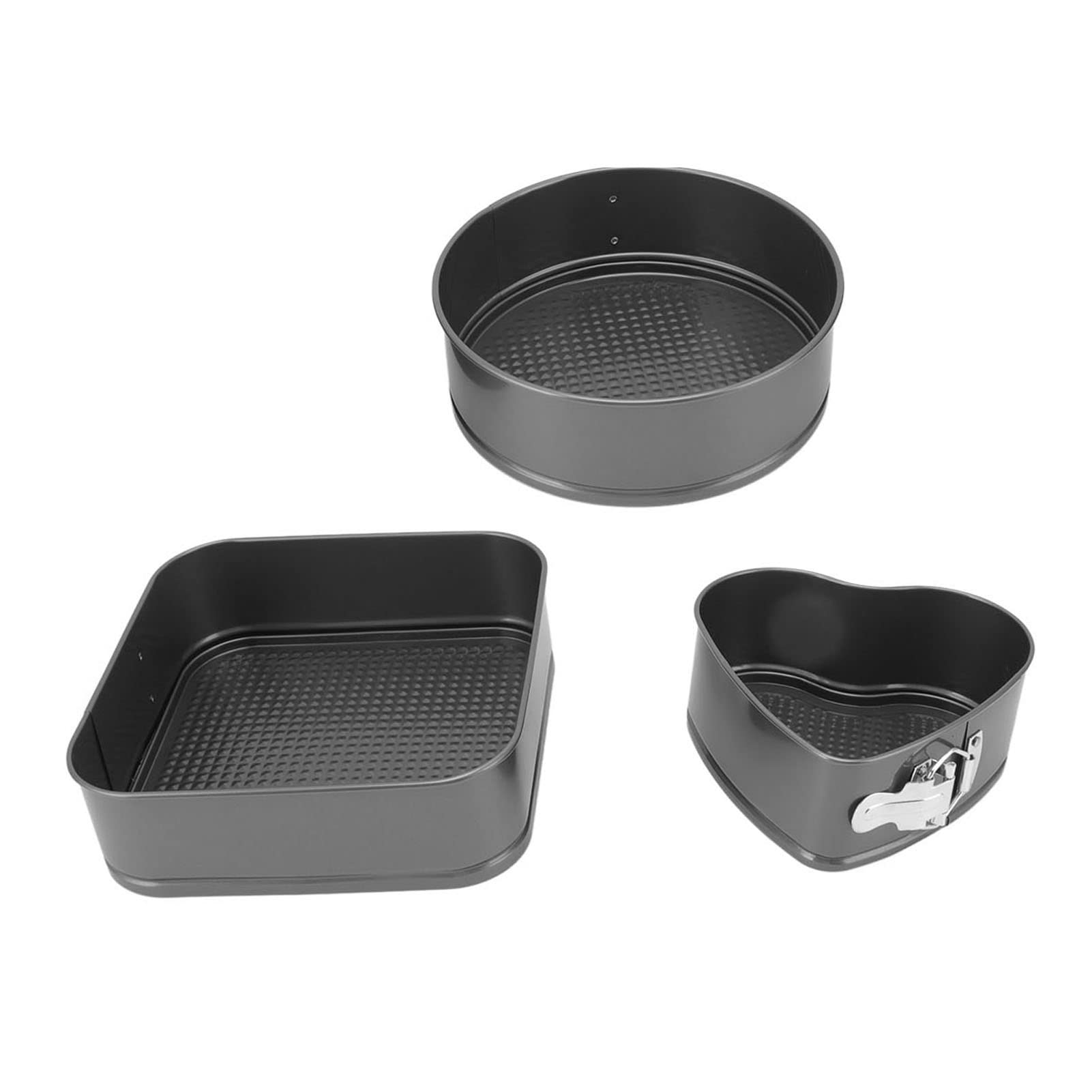Ejoyous Juego de Moldes para Pasteles de 3 Piezas Juego de Moldes Desmontables de Acero Al Carbono con Doble Revestimiento Formas Cuadradas de Corazón Redondo de Fácil Liberación para Pasteles de