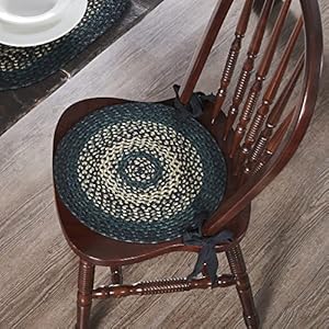 VHC Brands Pine Grove Woven Jute Chair Pad with Ties, Set of 6, 15" Round VHC Brands Pine Grove Woven Jute Chair Pad with Ties Set of 6 15 Round