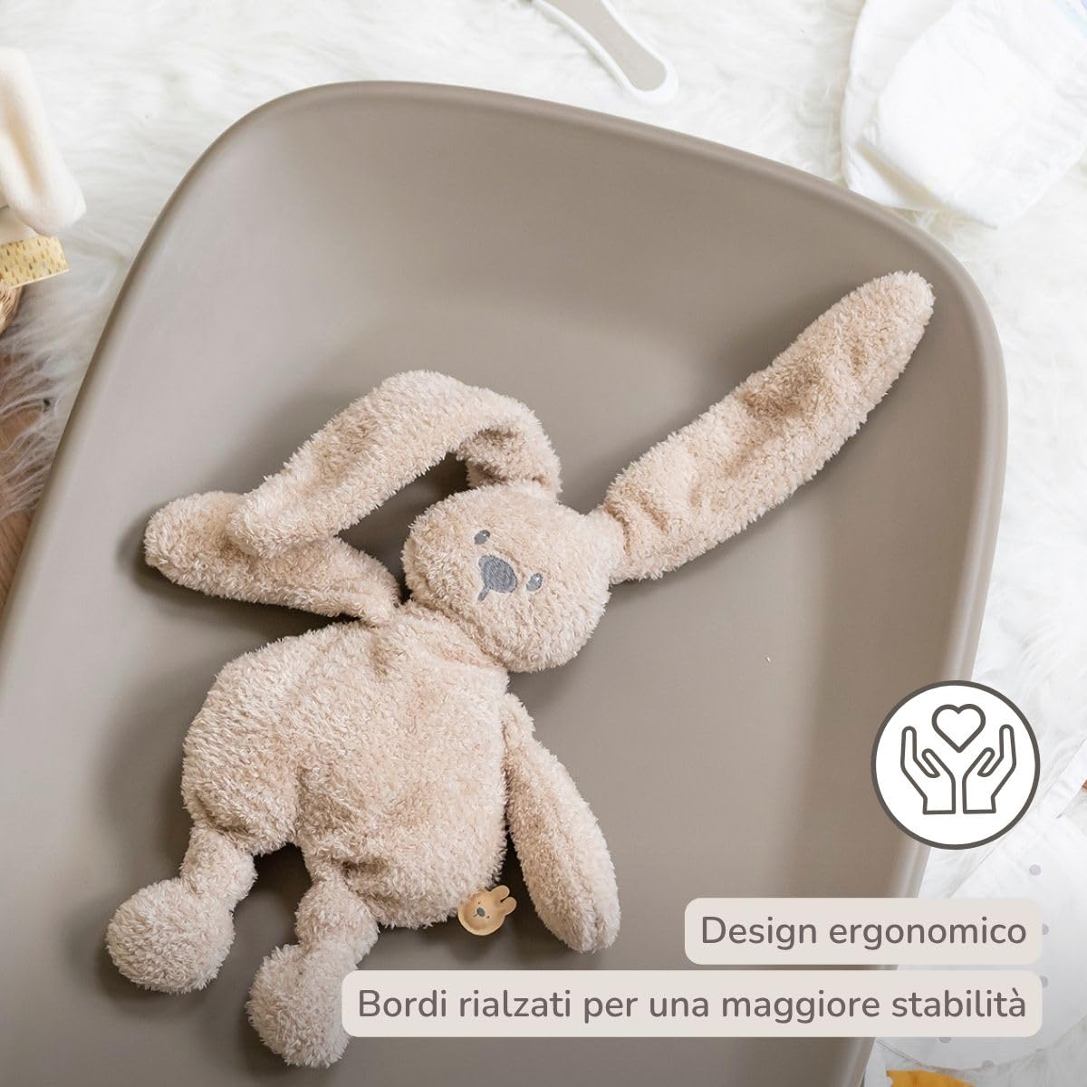 Nattou Cambiador de suave espuma de PU, lavable, 50 x 70 cm, Softy, Taupe