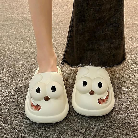 Solemates Kissing Slippers, Kissing Slippers Tongue, Big Eyes Dog Pillow Slipper for Women Men, Non-slip Thick Sole3
