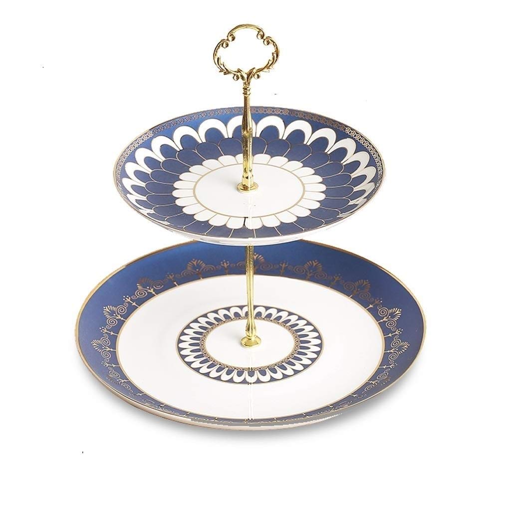 WSJTT 2-Tier Cake Stand and Fruit Plate Bone China Stand for Cakes Desserts Fruits Candy Buffet Stand for Wedding &Home&Party Serving Platter