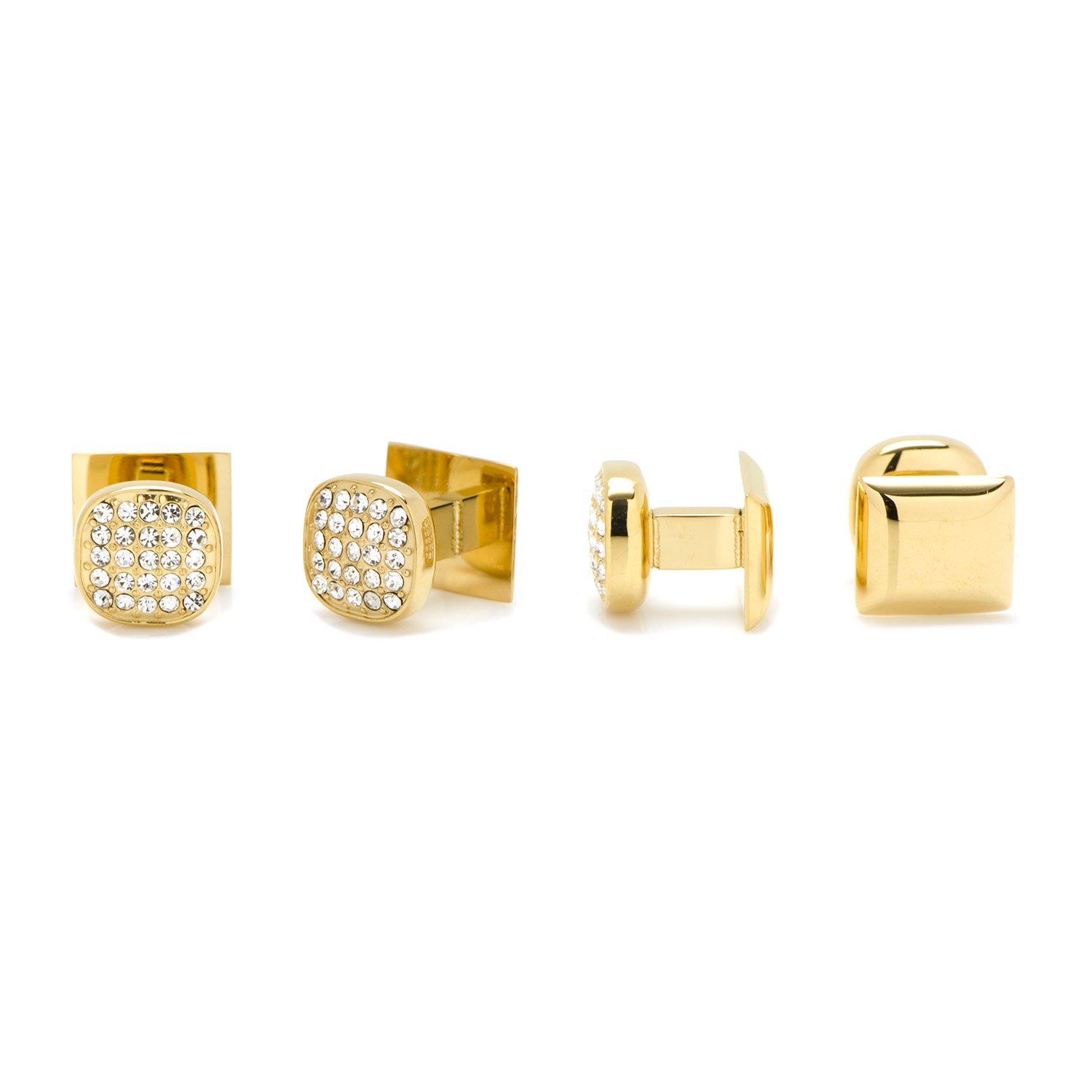 Ox & Bull Trading Company Gold Stainless Steel White Pave Crystal Studs