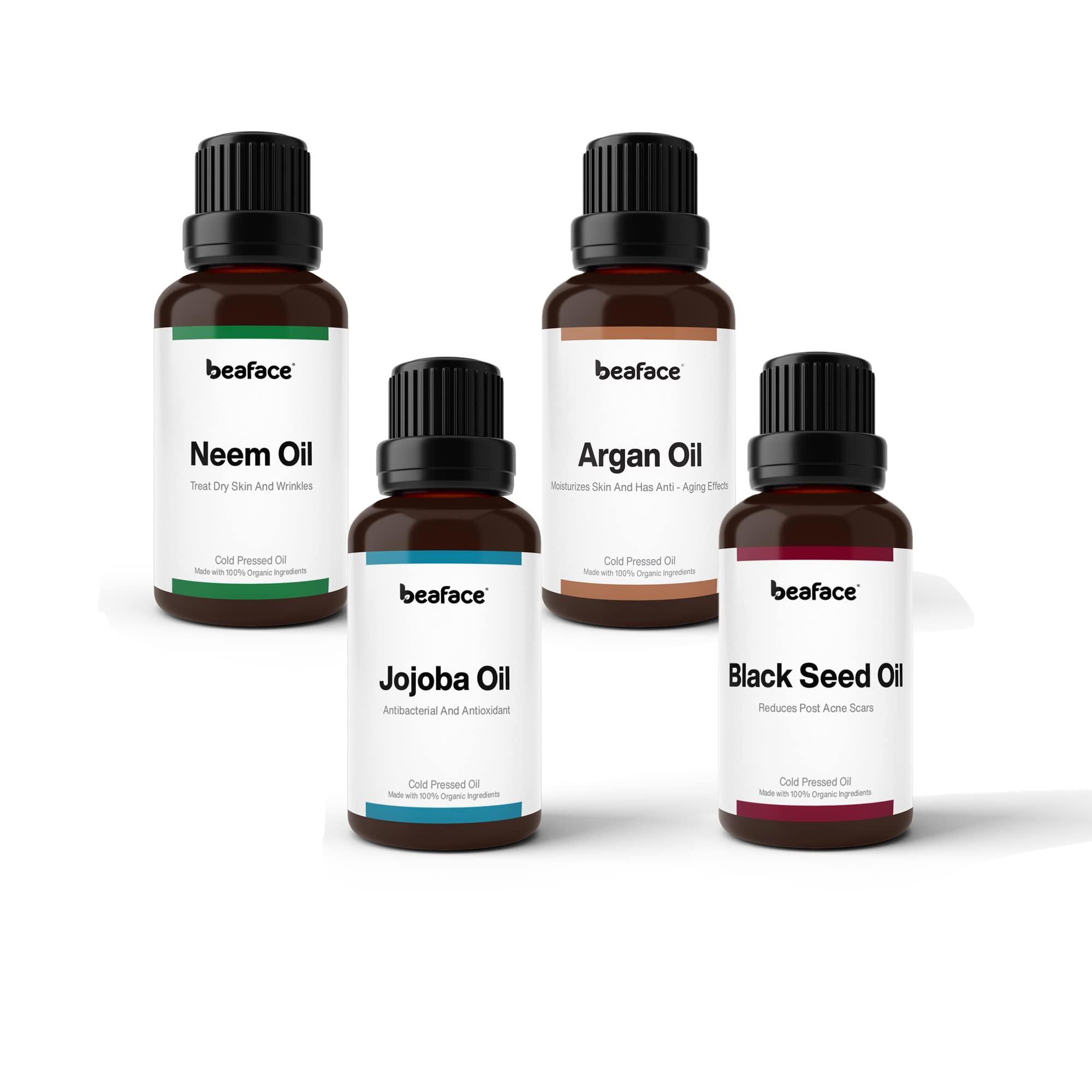 Combo Pack Neem Oil 50ml Jojoba Oil 50ml Argan Oil 50ml Grape Seed Oil 50ml Aromatic Bath Massage for Healthy Skin (Pack of4)-image-5