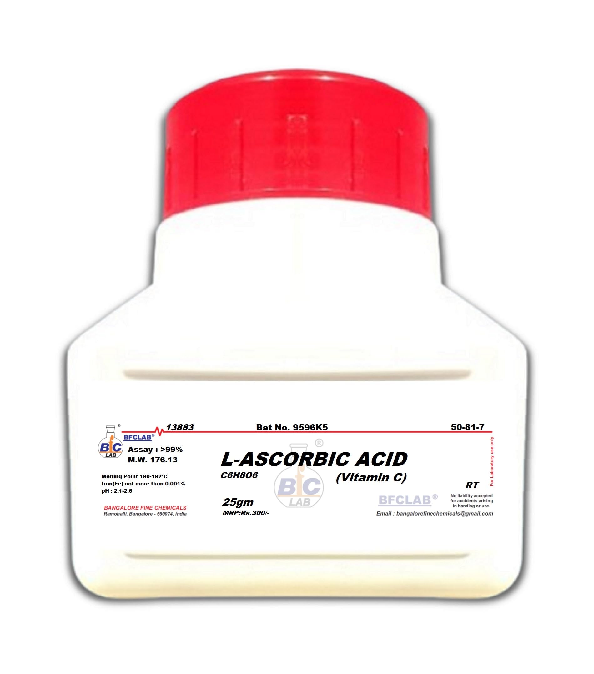 BFC ASCORBIC ACID (Vitamin C Powder Cosmetic Grade) - 25gm CAS No. 50-81-7