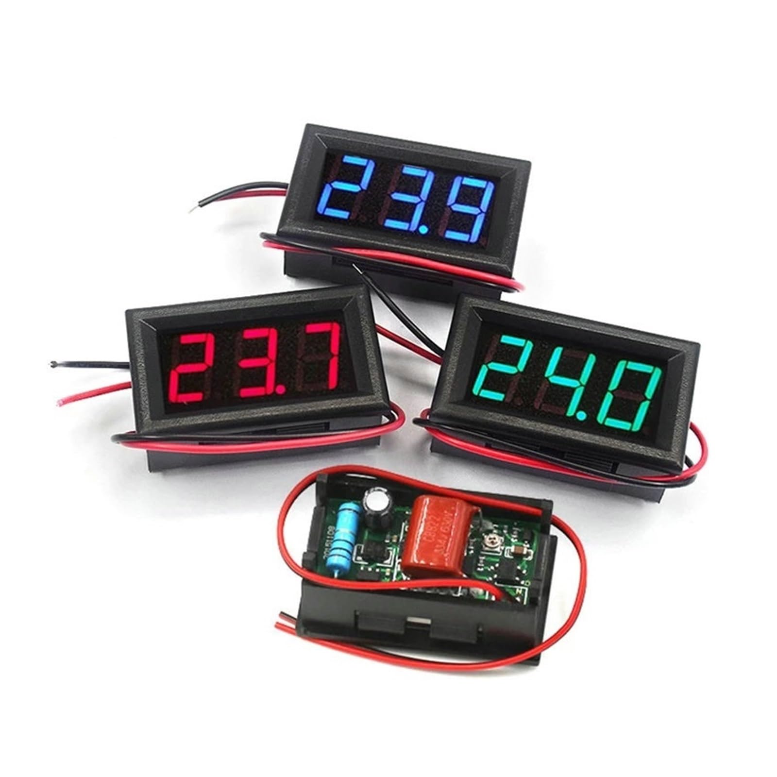 AC 70-500 V 0,56 "LED cyfrowy woltomierz woltomierz woltomierz narzędzie 2-przewodowe czerwony zielony niebieski wyświetlacz 110 V 220 V DIY 0,56 cala (RED)