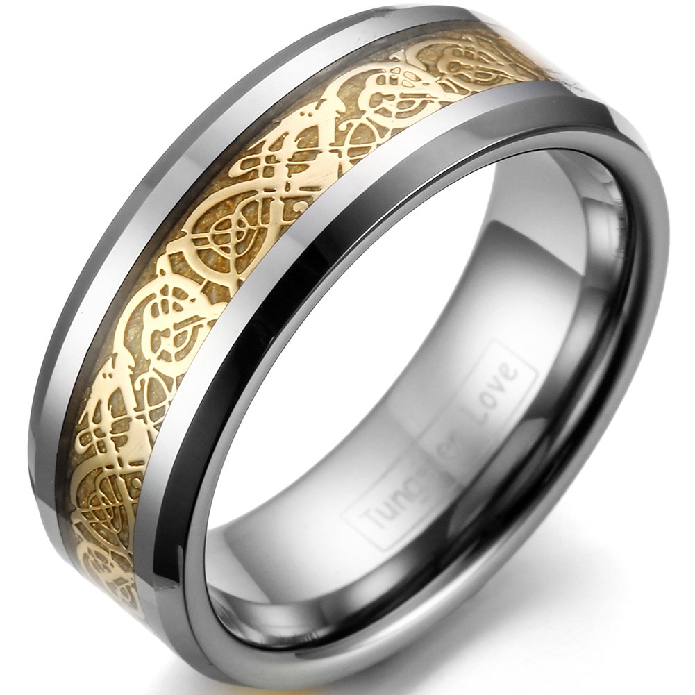 JewelryWe Schmuck 8mm Breite Herren Damen Ring Wolframcarbid