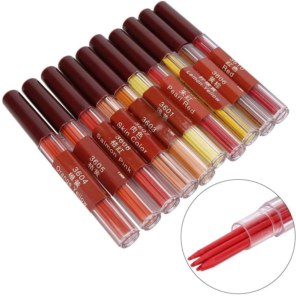 2.0mm Color Pencil, 10 Color Mechanical Pencil Leads, Bold and 90 mm Tall, Replacement Core for Writing and Drawing, 8pcs per Color