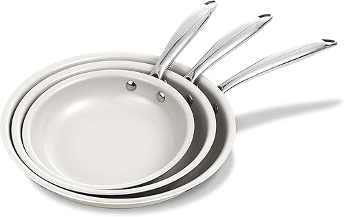 Miniatura 1 de KITEXPERT Juego de sartenes antiadherentes, juego de sartenes de cerámica de titanio no tóxico, sartén antiadherente de 8, 9.5 y 11 pulgadas, mango